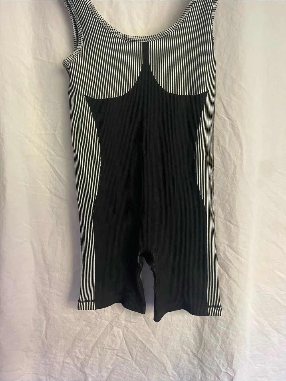 Activewear Sculpting Striped One Piece Bodysuit Size S Sporty Yoga Athletic